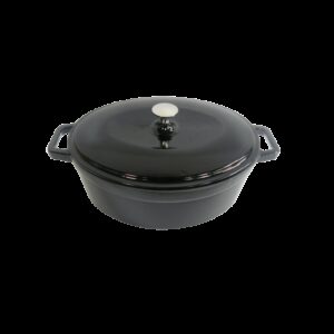 Černý litinový hrnec s poklicí 30 x 23 cm