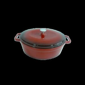 Červený litinový hrnec s poklicí 30 x 23 cm
