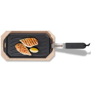 Litinová pánev s dřevěným tácem Cozze 33x16