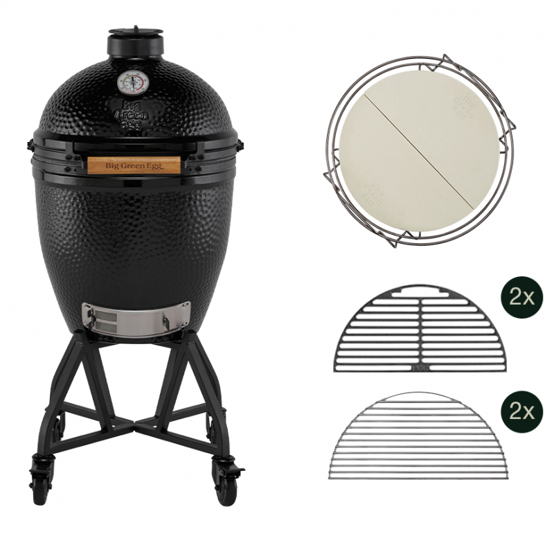 Gril Big Green Egg Onyx Large se stojanem s madlem